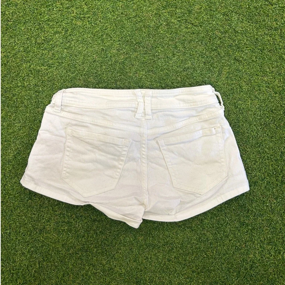 Aeropostale Womens White Low Rise Midi Cargo Denim Shorts Size 00 Stretch